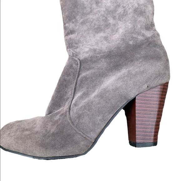 GRAY Faux Suede Boots - Picture 4 of 13
